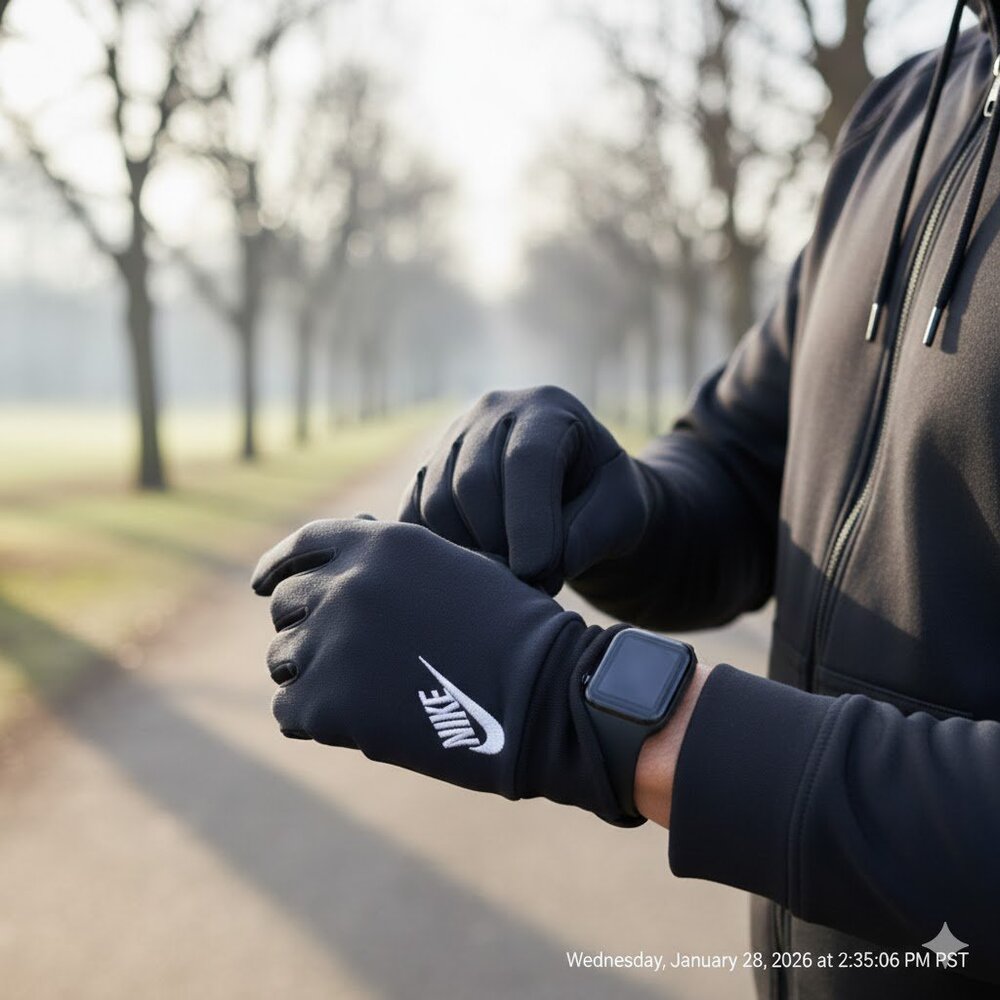 Nike Dark Gray Gloves with White Logo. Nike logo only one glove
